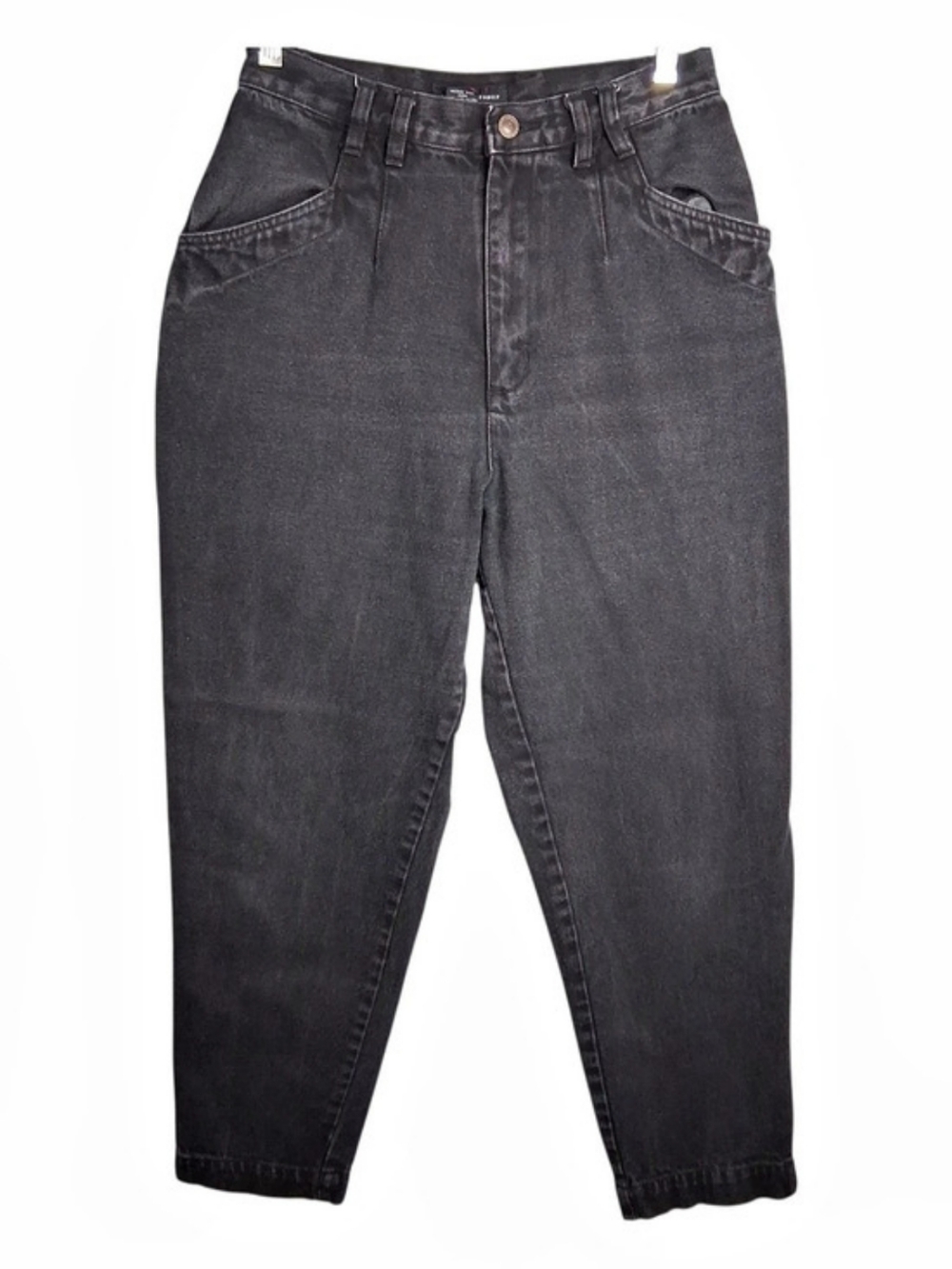 VTG 80s Gloria Vanderbilt Jeans Womens 12 Black Pleated Tapered Mom Cotton HK